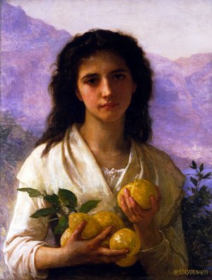 Girl Holding Lemons by Artwork