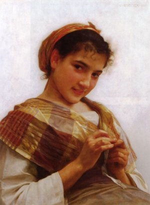 Young Girl Crocheting by Artwork