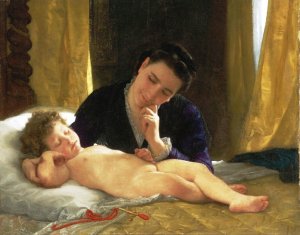 Young Mother Contemplating Her Child by Artwork